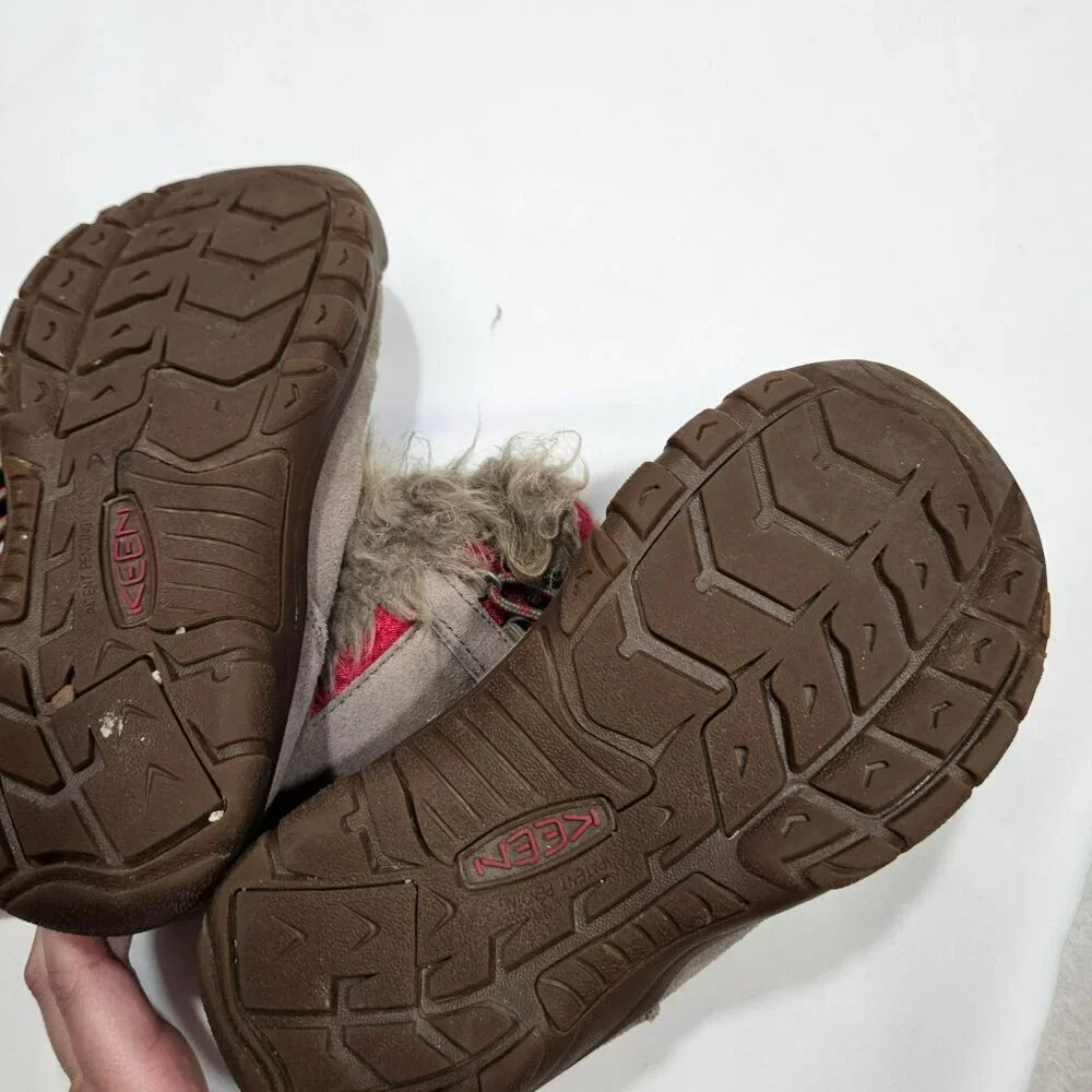 KEEN Kids Insulated Winter Boots Waterproof Slip on Pink‎ Brown
